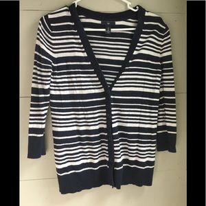 Navy and white striped cardigan